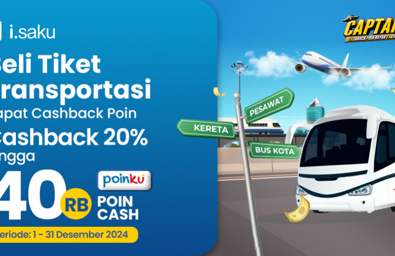 Beli Tiket Transportasi Dapat CASHBACK Poin